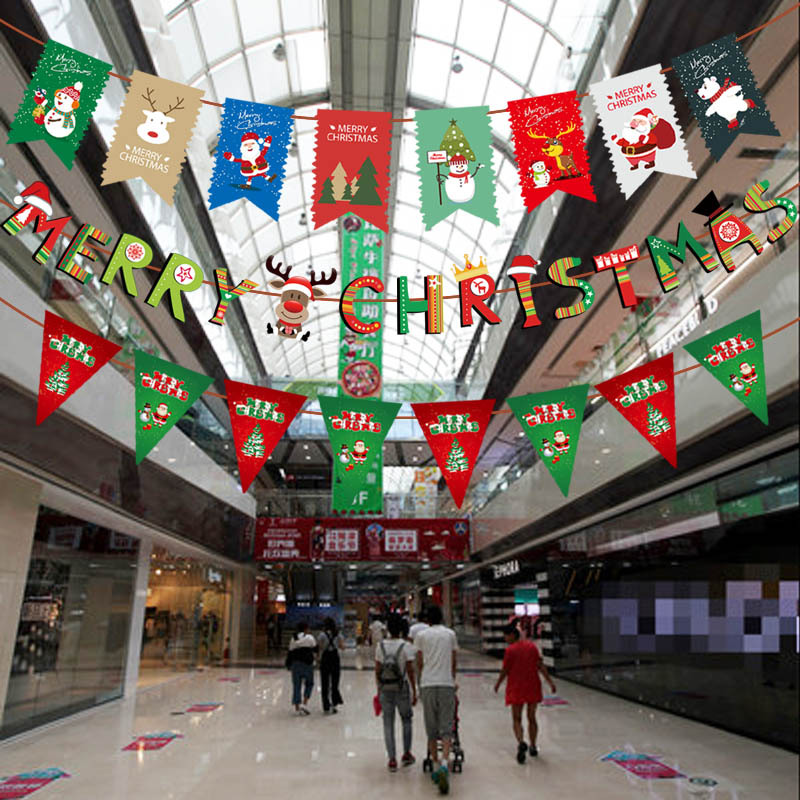 Christmas Decorative Pulling Faceless Paper Flag Pulling拉旗