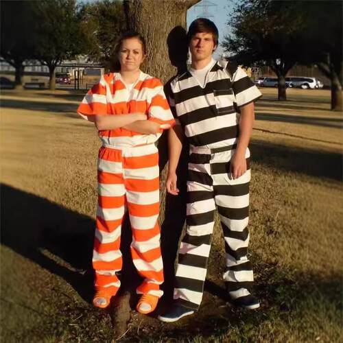 Halloween prison striped prisoner uniform万圣节监狱条纹囚犯