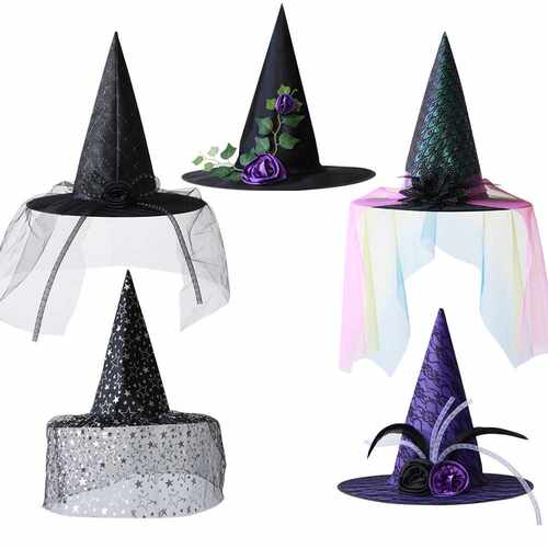 HalloweenRoseFeatherWitchHat