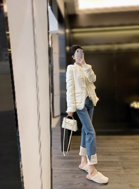 【现货】naa新中式国风水貂毛拼接人丝提花羽绒减龄外套A31045