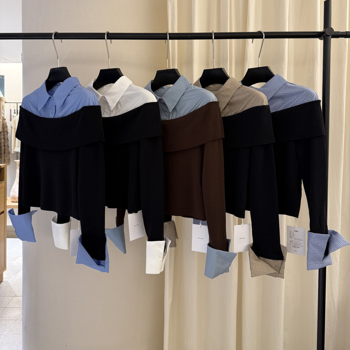 【现货】25秋冬新款衬衫法式假两件拼接设计感减龄针织衫女3050,女装/女士精品,衬衫,淘宝优惠券,粉丝福利购,淘宝优惠卷