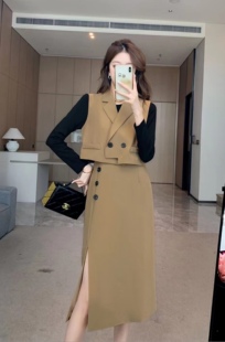 【现货】欧货女士气质性感套裙26新款秋季潮时尚开叉半裙两件套女