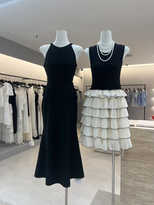 法式赫本风修身显瘦长裙绝美黑色