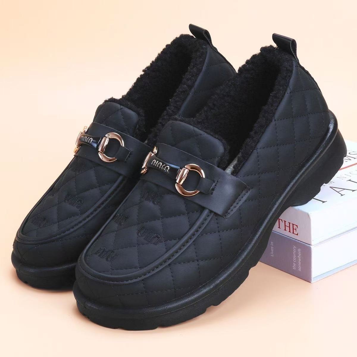 断码特价加绒厚底一脚蹬女豆豆鞋