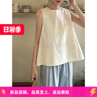 衬衫 新款 温柔风甜美无袖 女夏季 设计感小众宽松背心外搭衬衫 百搭款