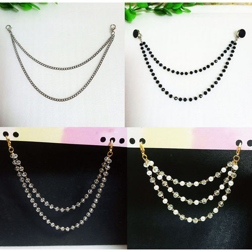 男女西装礼服双孔珍珠链条纽扣