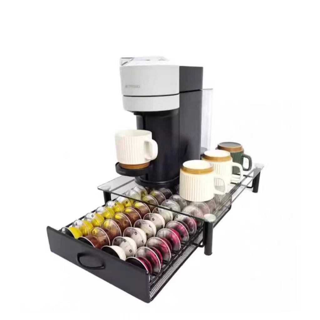 咖啡胶囊收纳架抽屉款Vertuoline40颗装大容量玻璃款收纳盒