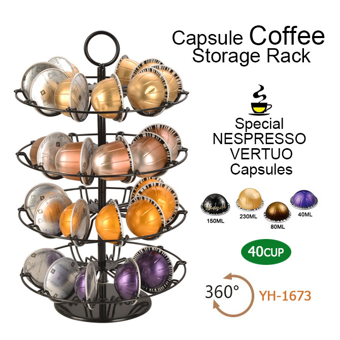 金属材质40粒黑色收纳塔适用Nespresso Vertuo line 咖啡胶囊架