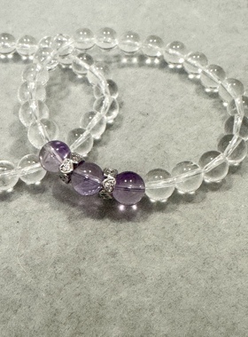 天然水晶白水晶紫水晶手串女款简约风格高级天然水晶爆款水晶手串