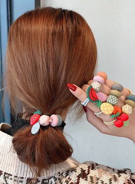 韩版卡通皮筋高弹力耐用头绳马尾结实ins网红水果成人儿童发饰