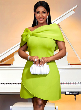 women clothesAM040227春夏抹胸A摆连衣裙 派对聚会蝴蝶结礼服裙