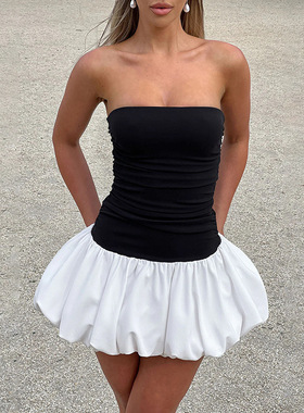 women clothesJY24666春季2025新款 名媛风气质性感修身抹胸泡泡