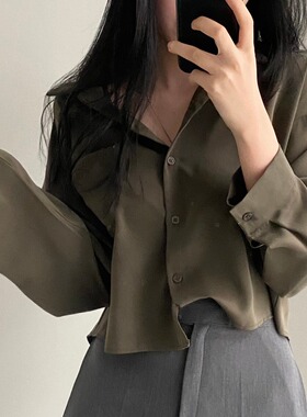 women clothes韩国chic复古洋气翻领时尚百搭设计感小众单排扣衬