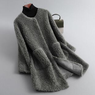 women clothes2025颗粒羊剪绒皮草外套女中长款羊羔毛仿皮毛一体