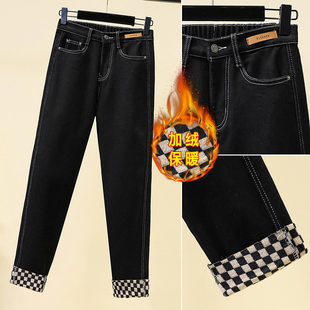胖妹妹小个子裤 新品 显瘦加绒牛仔裤 b2025秋冬新款 子200斤萝卜 大码