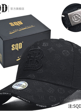 新款黑色硬顶棒球帽子男复古老花帽子韩版潮时尚休闲四季鸭舌帽女