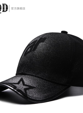 涂鸦帽子男韩版潮时尚百搭潮牌棒球帽黑色鸭舌帽亮片棒球帽男士帽