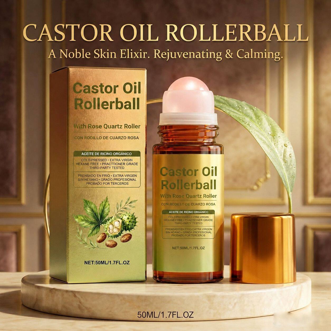 Castor oil skin care solution  石英滚珠蓖麻油 护理肌肤液