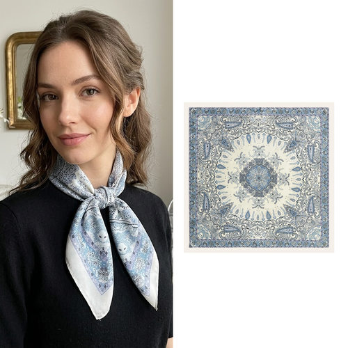 Paisley Satin Square Scarf, French Style Elegant
