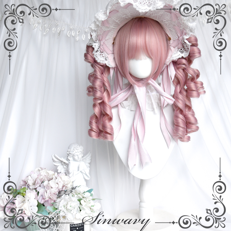 斯万家-粉色lolita层次罗马卷假发甜美可爱古早卷发-|千层派|