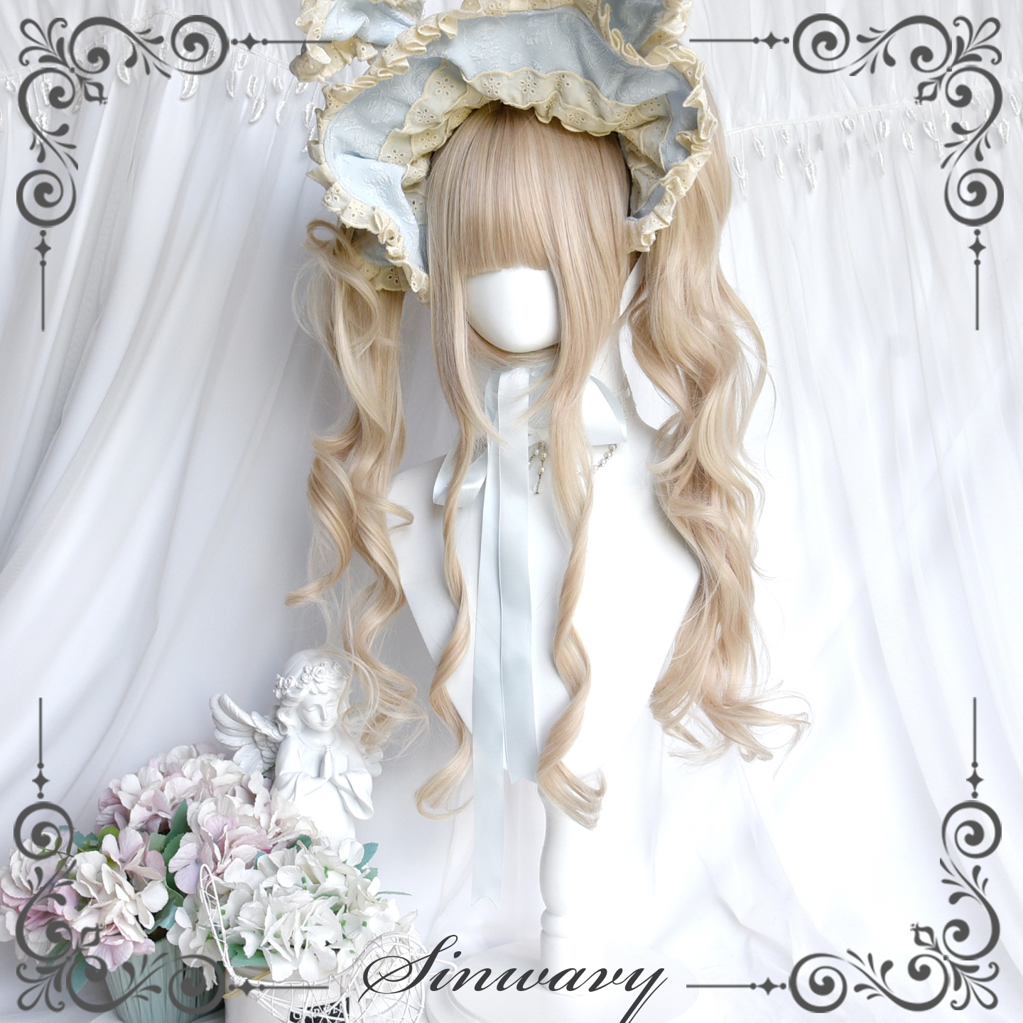 斯万家-可爱洛丽塔卷发双马尾卷古早浅珍珠米色lo假发-|庆典师|