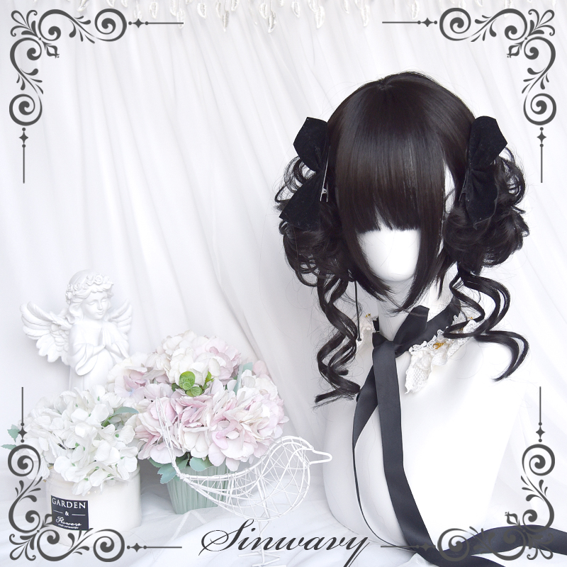 洛丽塔自然黑龙须丸子头虎口夹