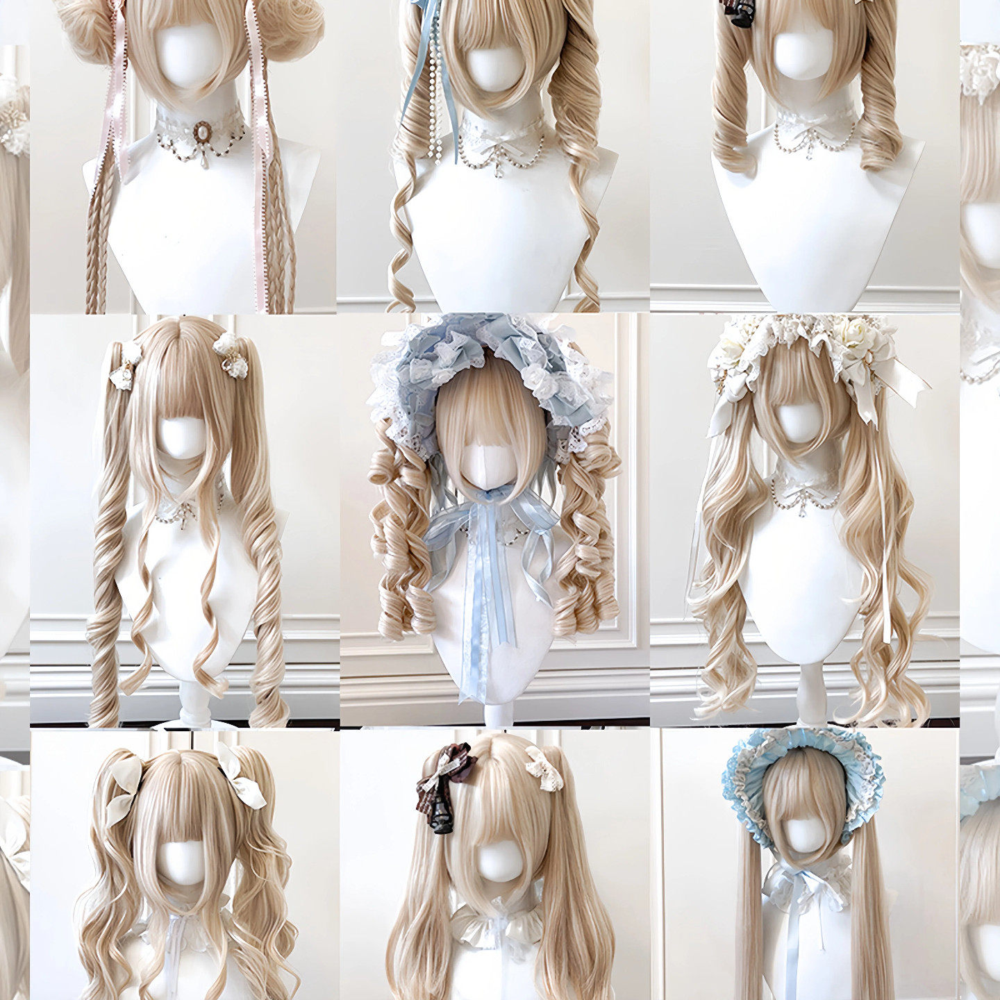 【米色马尾合集】Lolita软妹双马尾假发可爱万用虎口夹双马尾假发