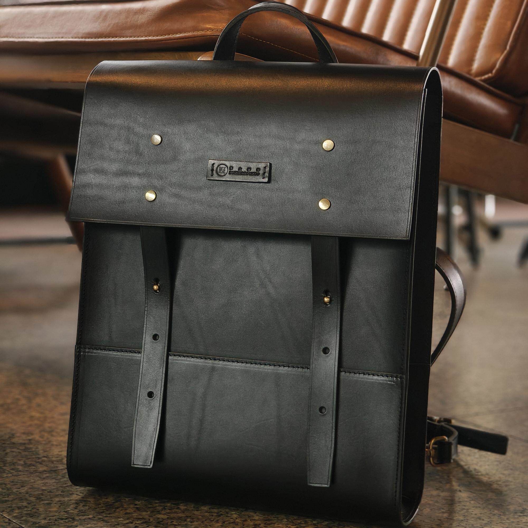 不止手作 男女通用 手工植鞣头层牛全真皮双肩简约小众电脑大背包