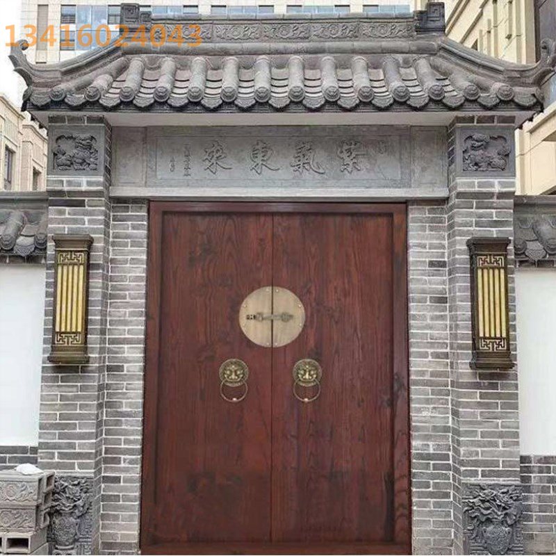 仿古庭院别墅大门寺庙乡村大门四合院古宅大门宗祠双开大门雕刻门