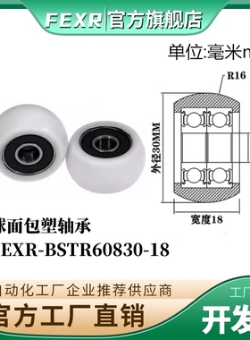 FEXR圆弧R型球面包塑轴承BSTR60830-18家具展柜小滑轮移门窗滚轮