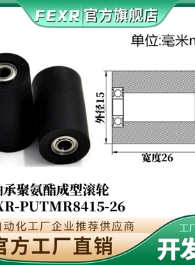工厂PUTMR8415-26双轴承聚氨酯滚轮悬臂滑轮输送带PUTMR69315-26