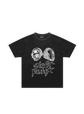 回路商店 蠢朋克乐队（Daft Punk）原创做旧手工印刷复古T恤