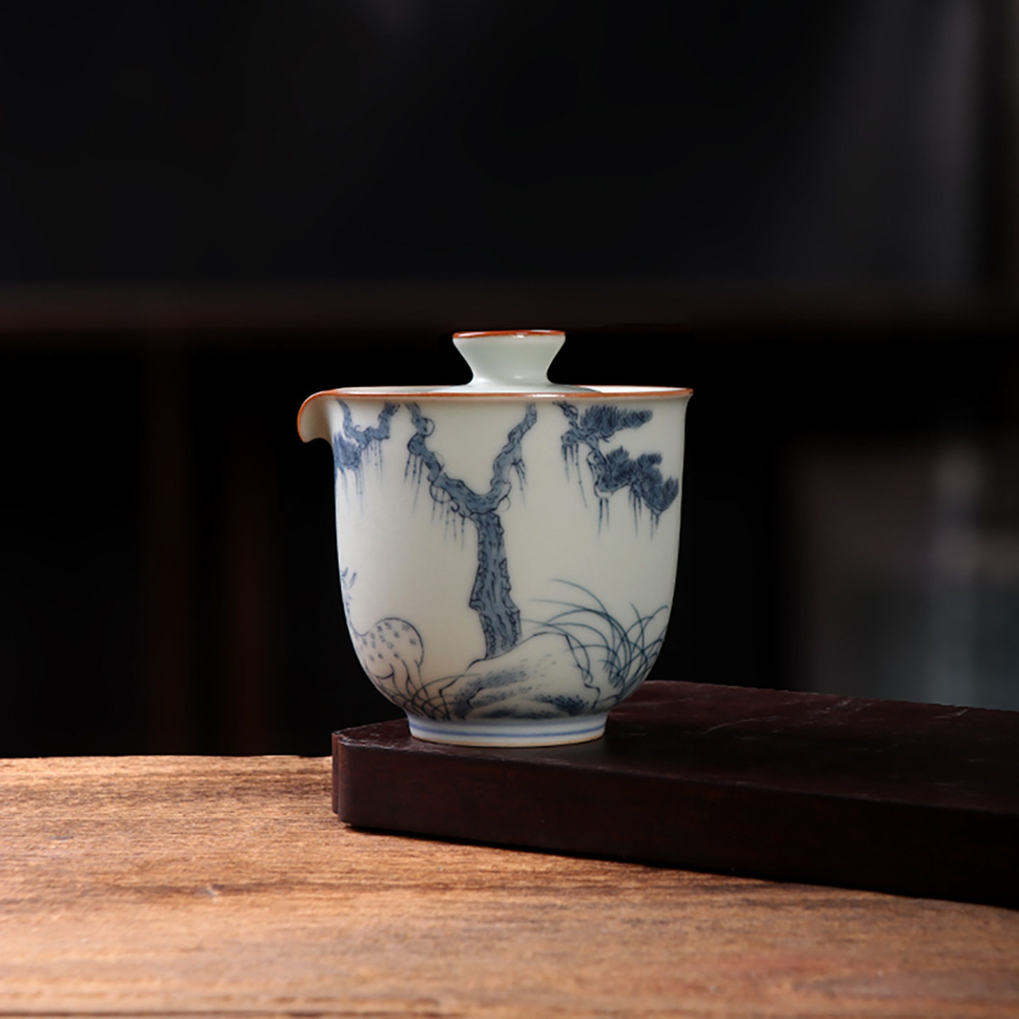 釉下贴绘宝瓶手抓壶青花瓷泡茶壶亚青单壶陶瓷复古太阳花中式