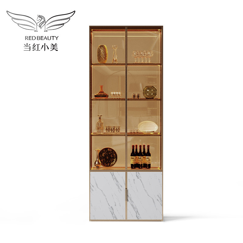 轻奢玻璃酒柜客厅角柜高档可定制的靠墙新款置物一体展示柜手办柜