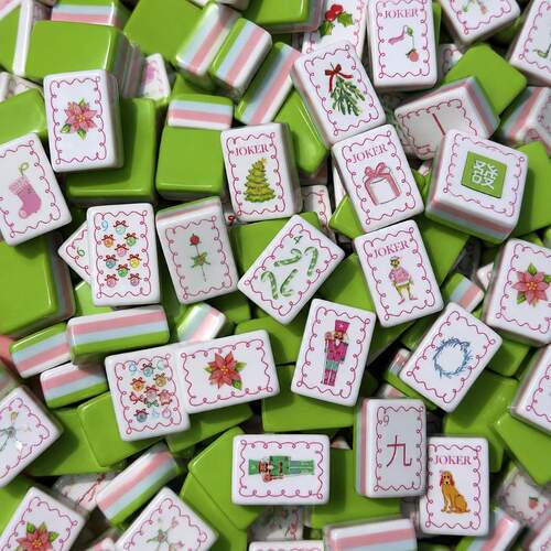 christmas mahjong tiles american 1 set Green 1.26 inch