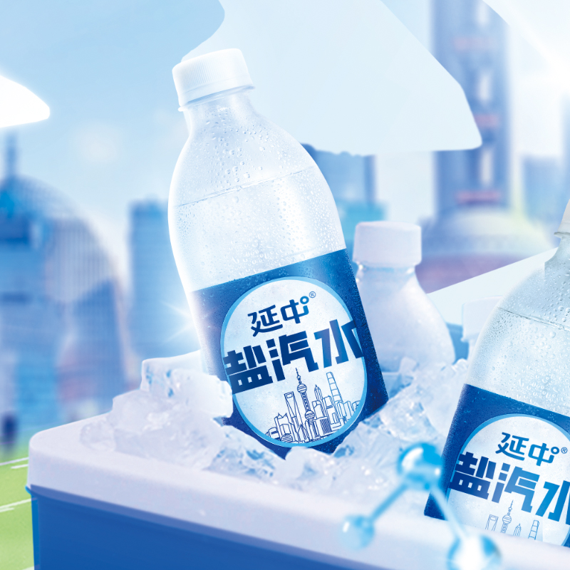 延中盐汽水老上海解渴600ml*4瓶碳酸饮料饮品低能量夏季咸味0脂肪