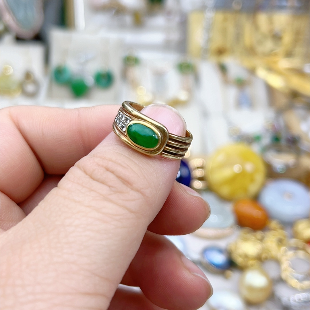 14k6.75克4792元14圈镶嵌辣绿翡翠钻石,珠宝/钻石/翡翠,翡翠裸石/蛋面,淘宝优惠券,粉丝福利购,淘宝优惠卷