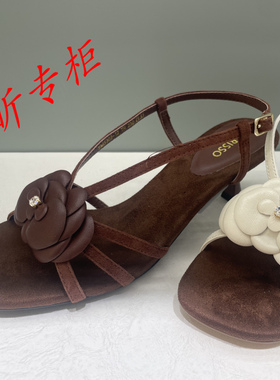 tigrisso蹀愫2025夏季露趾一字扣带山茶花细高跟凉鞋女TA65303-12