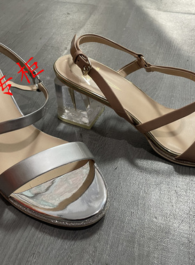 LineaRosa恋尚萝莎特价商品2019夏季一字扣带粗高跟凉鞋女AM60787