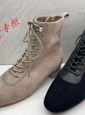le saunda莱尔斯丹女鞋2025冬季时尚马丁靴女中粗跟短靴子6T46702
