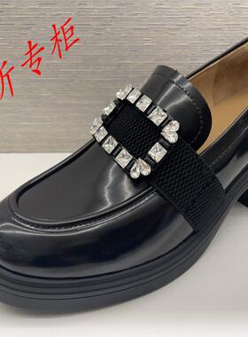 tigrisso蹀愫2025春季水钻方扣圆头乐福鞋女粗高跟单鞋TA65106-52