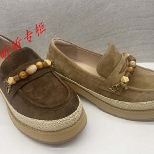 le saunda莱尔斯丹2025年秋季增高乐福鞋女圆头厚底单鞋女6T44001