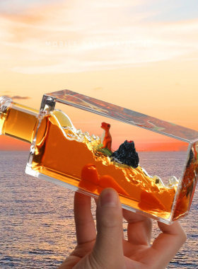 游轮流体漂流瓶桌面摆件