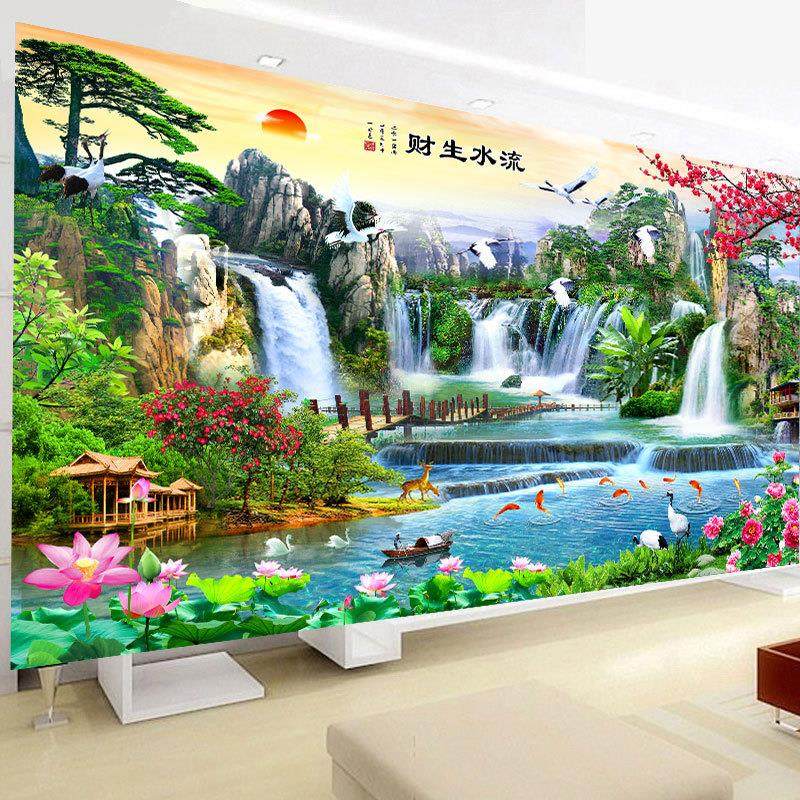 。5d钻石画十字绣2025新款客厅山水风景钻石绣满钻圆钻手工点贴粘