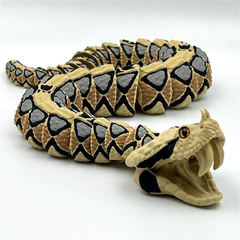 。3D打印蛇形彷真模型逼真加蓬蝰蛇彷生装饰艺术摆件全身可动张嘴