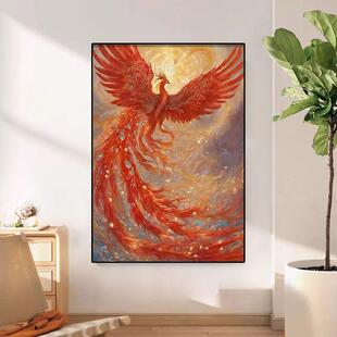 。凤凰涅槃2025新款十字绣线绣满绣客厅玄关简约现代手工绣自己刺