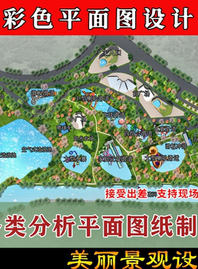 环艺建筑园林景观绿化PS规划方案设计彩色鸟瞰施工平面分析图制作