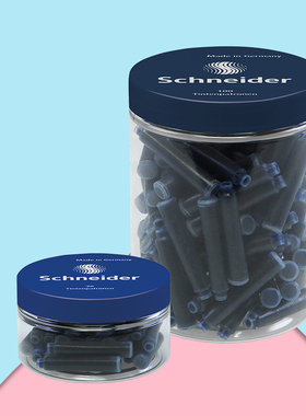 德国进口施耐德墨囊瓶装100支墨胆schneide30支钢笔墨囊三年级小学生用2.6mm口径非碳素墨胆可擦蓝色欧标通用