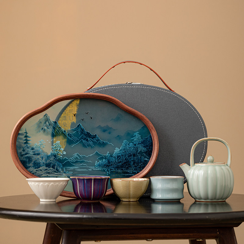 故宫五大名窑旅行茶具一壶四杯功夫茶杯茶盘商务伴手礼品盒小套装,餐饮具,整套茶具,淘宝优惠券,粉丝福利购,淘宝优惠卷