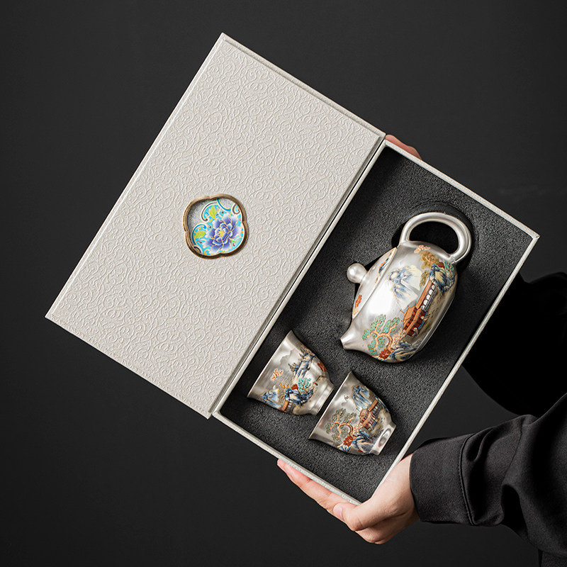 鎏银高档茶具套组送长辈老师父亲公司商务礼品老外朋友生日乔迁礼